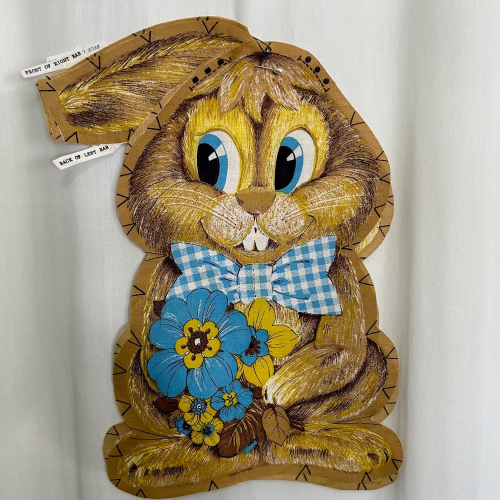 Vintage Brown Bunny Plush Unfinished Project‎ Complete HTF